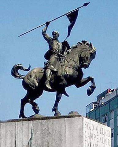 Estatuta de bronce de Babieca y el Cid Campeador monumento realizado por Anna Huntington en 1927-29  ubicada en Sevilla