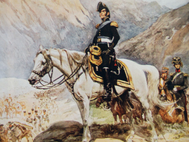 El general José de San Martin cruza a caballo la cordillera de los Andes para asegurar la Independencia de America del Sur 1817