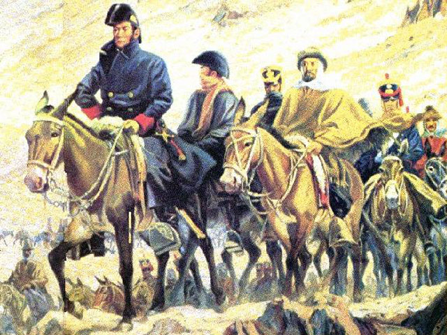 En realidad San Martín cruzó los Andes a lomo de burro.