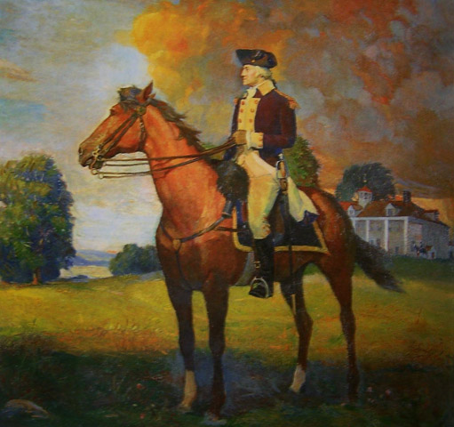 George Washington con Nelson su caballo preferido para la guerra