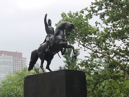 Estatua a caballo del Gral Don José de San Martin, en el Central Park de New York, United States.