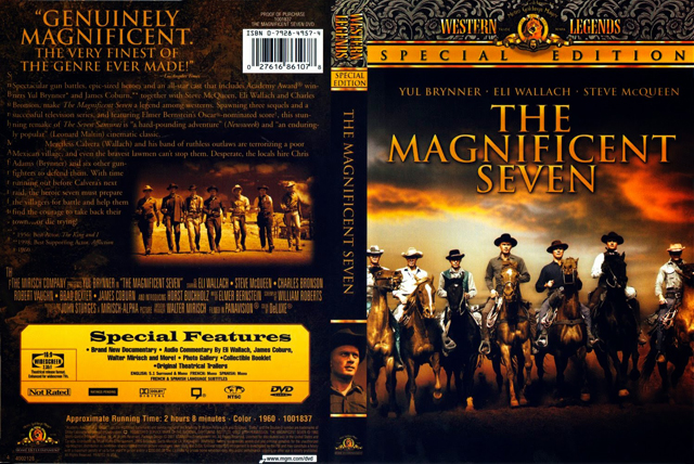 The Magnificent seven dirigida por John Sturges, con Yul Brynner, Steve McQueen, Charles Bronson, James Coburn, Horst Buchholz, Robert Vaughn y Brad Dexter